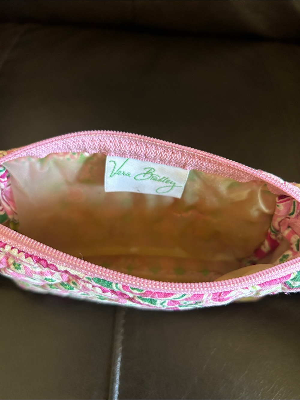 Vera Bradley Pink and Green Paisley Quilted Cosmetic Pouch - Picture 2 of 2